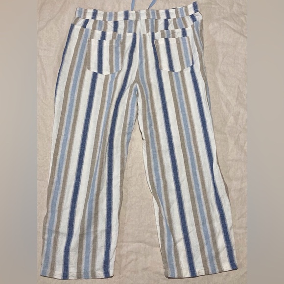 da-sh Women's Striped Linen & Rayon Pants - Blue, Tan, White - Picture 2 of 9